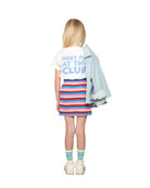 Girl model wearing Meet Me At The Club T-Shirt in Offwhite with Ciss socks.