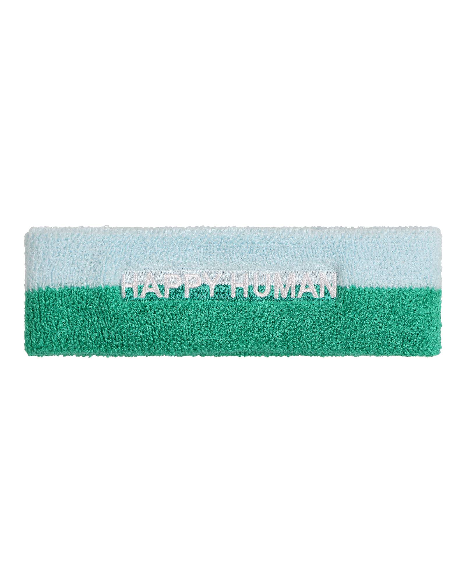 Unisex Headband - sweat band- Happy Human by Cos I Said So in the color Blue and Green.