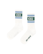 Unisex Socks in Offwhite by Cos I Said So the CISS logo in blue and green stripes