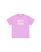 Unisex Happy Human T-Shirt by Cos-I-Said-So in high quality Organic Cotton. T-Shirt shown in the color Violet.