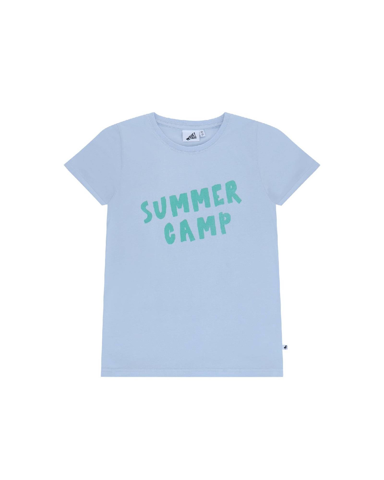 Unisex T-Shirt Summer Camp by Cos I Said So in high quality Organic Cotton, in the color Arctic Ice. The caption Summer Camp comes in Spruce Green.