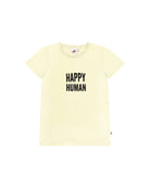 Unisex T-Shirt by Cos I Said So in high quality Organic Cotton. T-shirt with caption Happy Human is shown in the color Anise Flower.