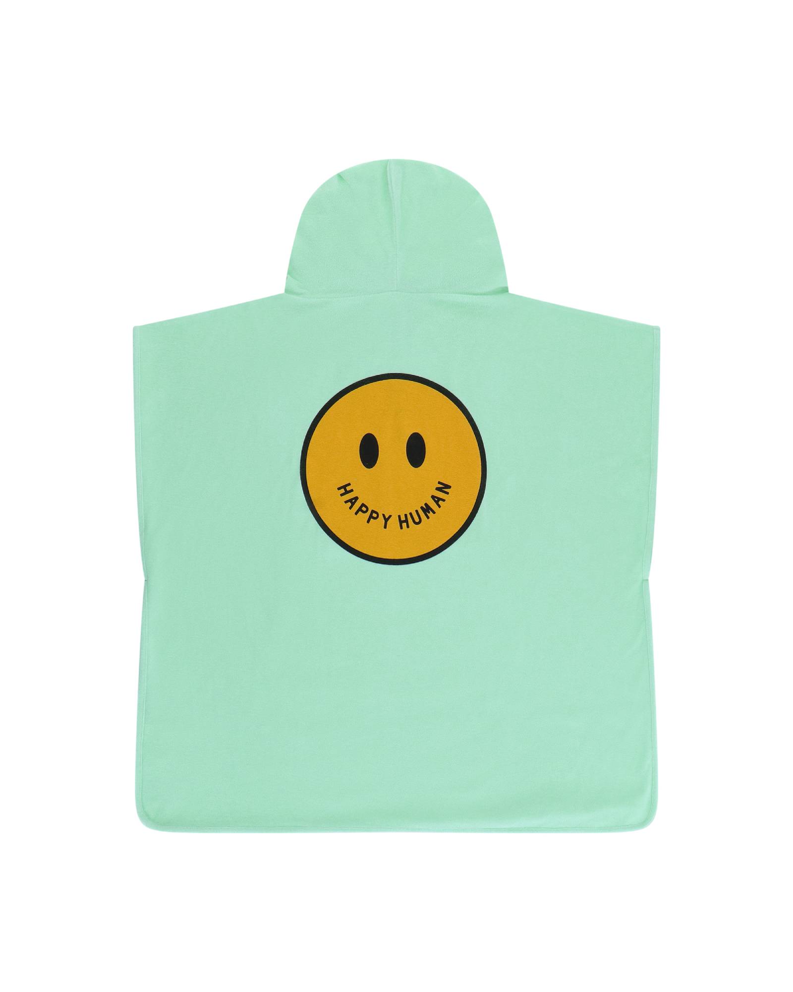 Unisex Towel Poncho in Paradise Green by COS I SAID SO with a yellow smiley on the back.