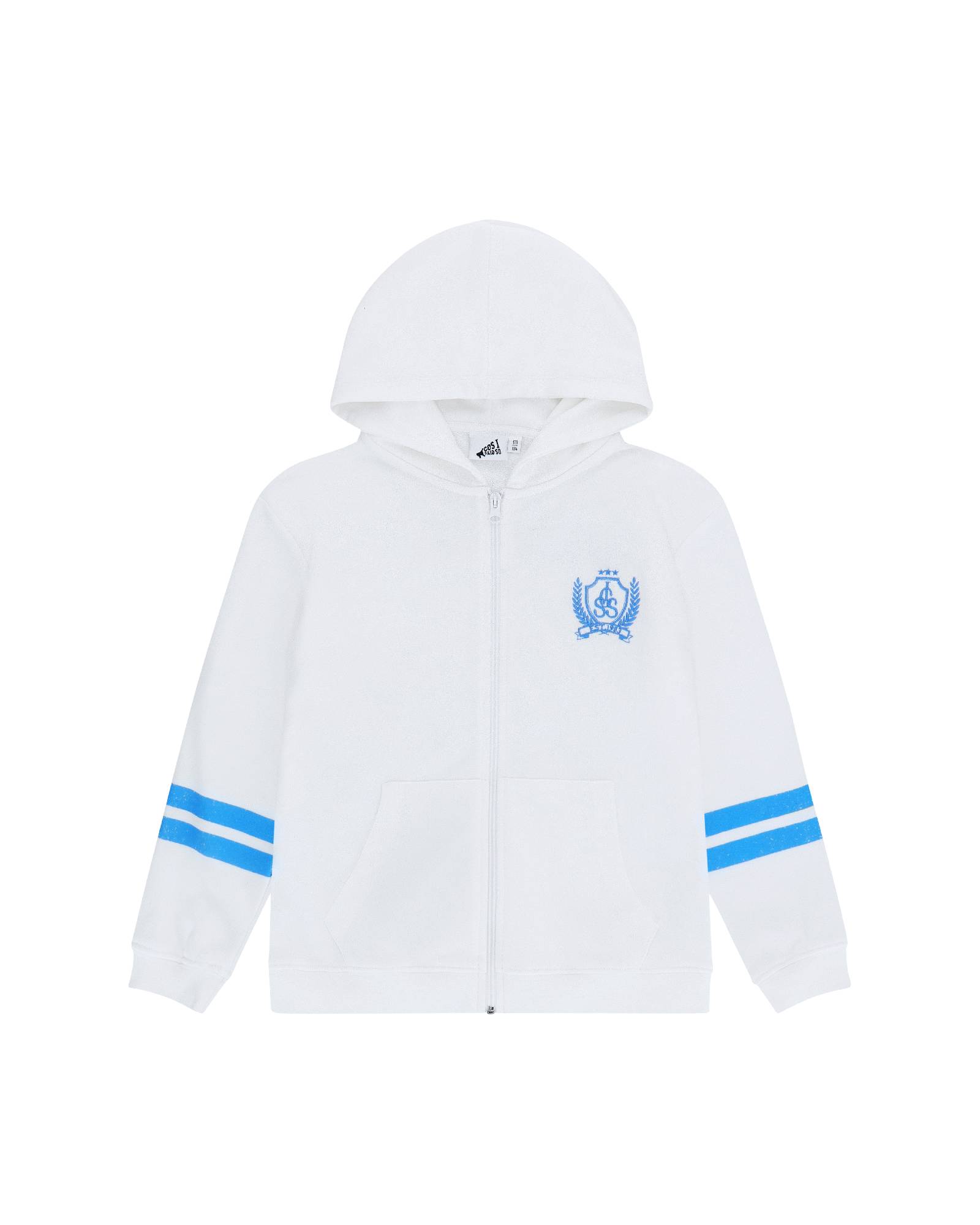 Hoodie in offwhite with logo Country Club and a zip.