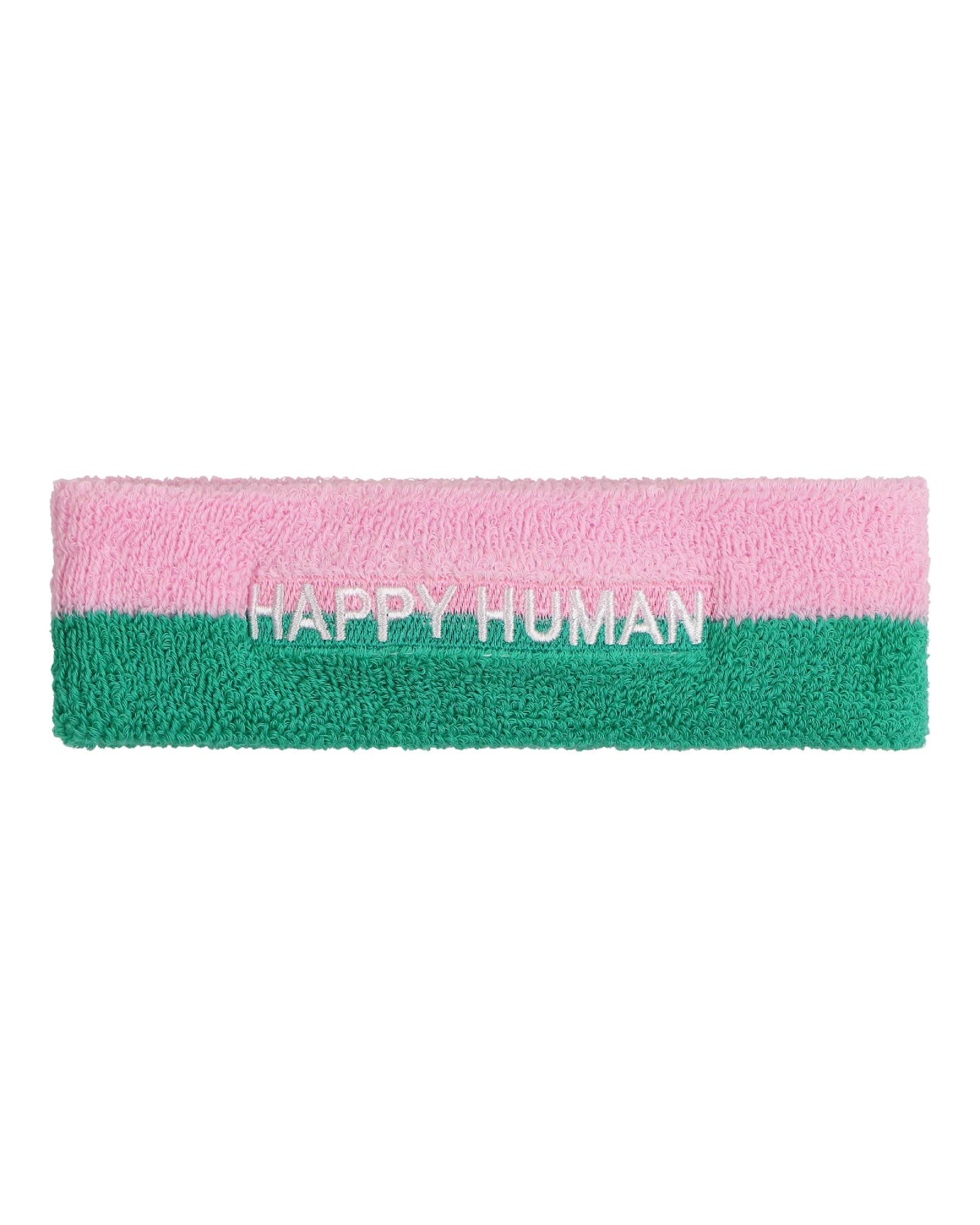 Unisex Headband - sweat band - Happy Human by Cos I Said So in the color Pink and Green.