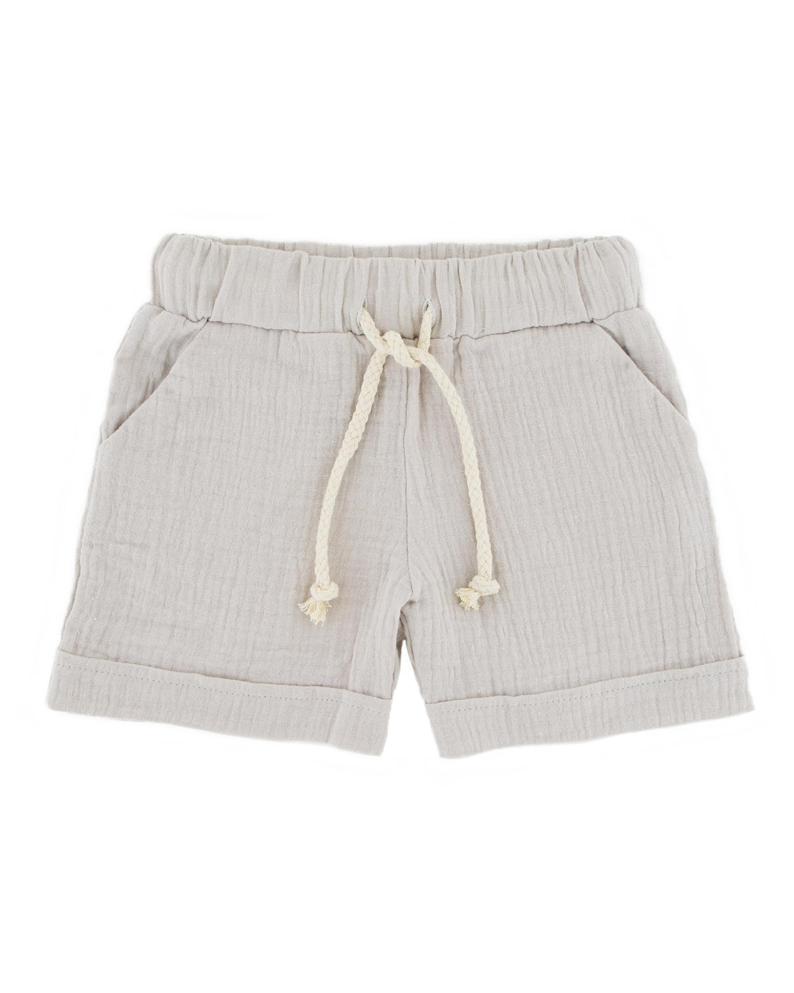 Boys Shorts by Les Vedettes in high quality Muslin Cotton. Shorts are shown in Beige.