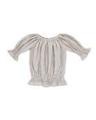 Girls Top with puffed sleeves by Les Vedettes in high quality Muslin Cotton. The top is shown in the color Beige.