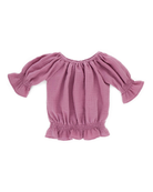 Girls Top with puffed sleeves by Les Vedettes in high quality Muslin Cotton. The top is shown in the color Blush Pink.