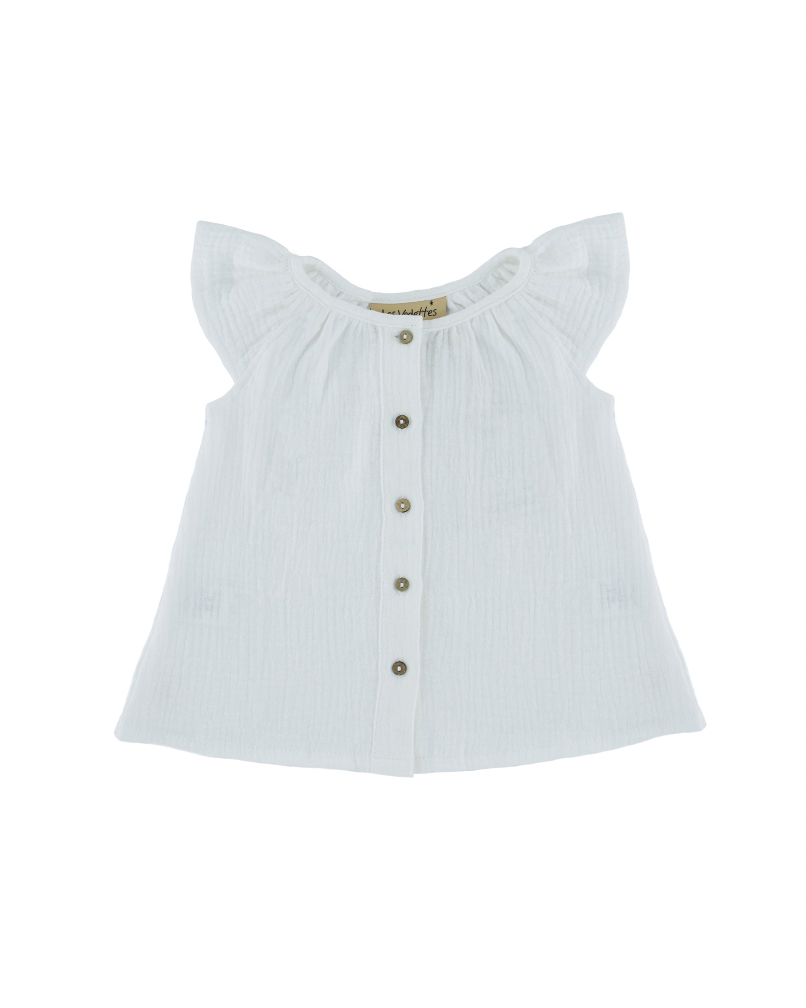 Girls Top by Les Vedettes in high quality Muslin Cotton. Top shown in the color White.