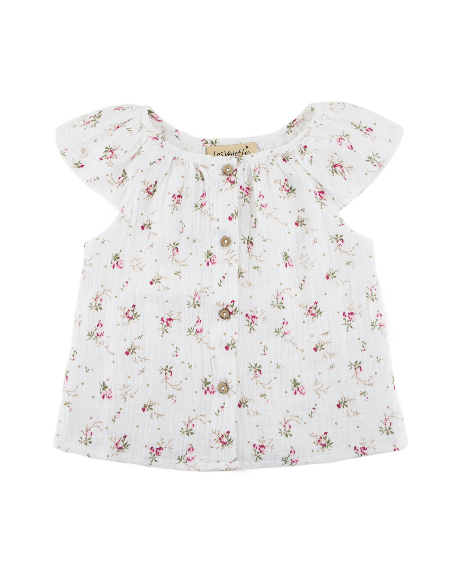 Girls Top by Les Vedettes in high quality Muslin Cotton. Top is shown in Wildflower.