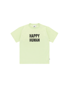 Unisex Happy Human T-Shirt by Cos-I-Said-So in high quality Organic Cotton. T-Shirt shown in the color Lime Cream.